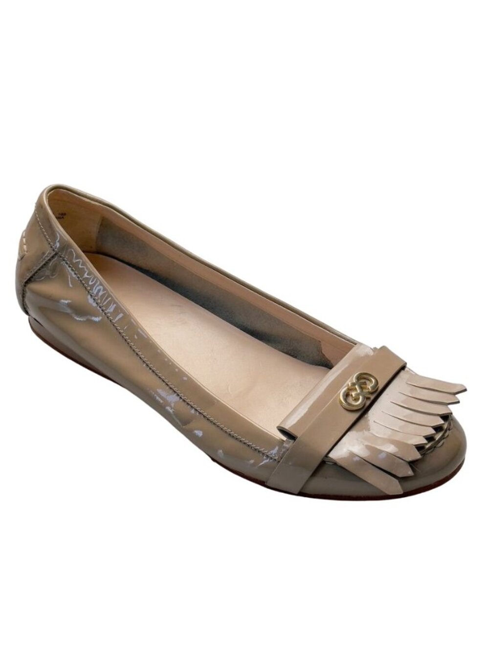 Womens Shoes COLE HAAN Tan Patent Leather Slip On Loafer Size 10B